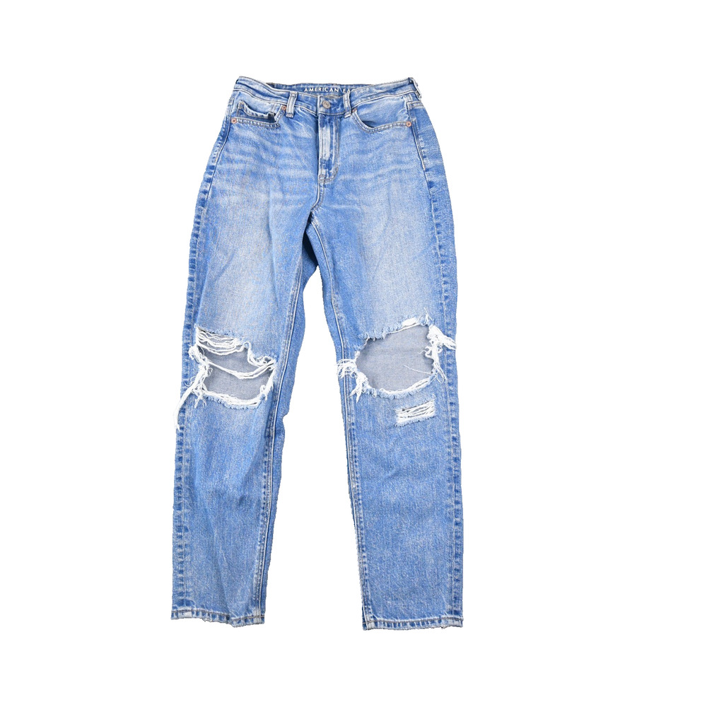 American Eagle Mom Jean Womens 4 Reg (26x27) Distressed Blue Denim